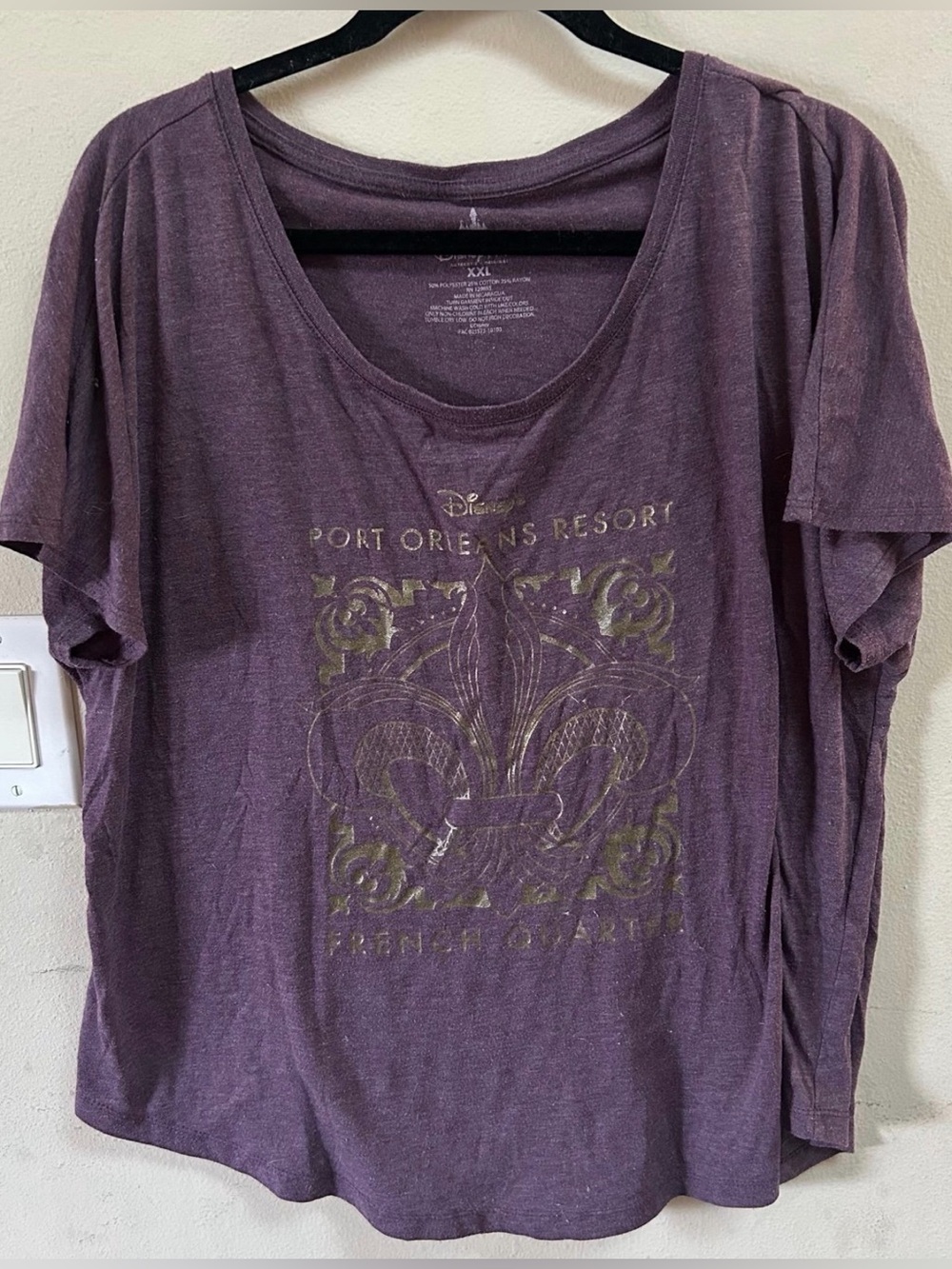 Disney Purple Port Orleans Resort Graphic Tee with Gold Fleur-de-Lis